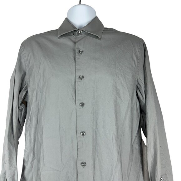 Kenneth Cole Reaction Mens Slim Fit Stretch Long Sleeve Button Up Shirt Grey M - Picture 3 of 7